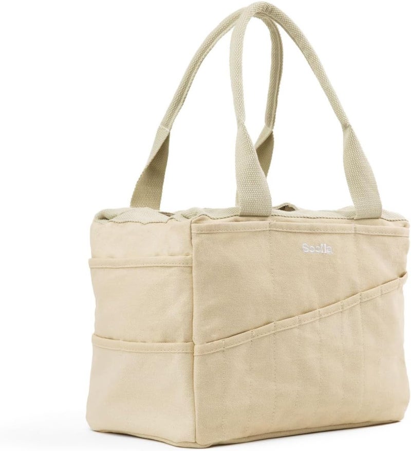 Soolla Studio Bag: Pottery Tool Bag & Craft Storage, Art Supply Organizer, Washable Tote, Knitting Yarn, Crochet Projects, 30 Pockets, 20+ Canvas Colors, Gift for Artists & Teachers (Boho Beige) - Image 2